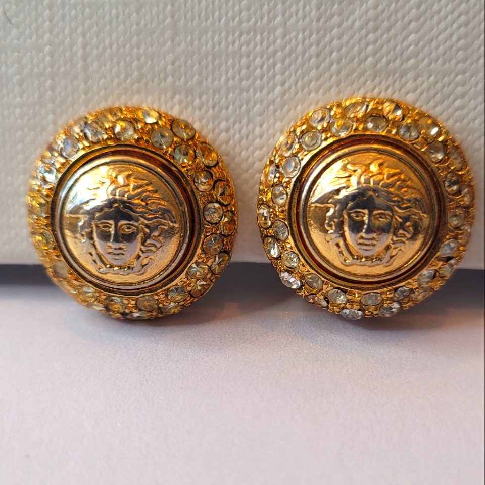 Versace Medusa Gold Plated Clip On Earrings 625$
